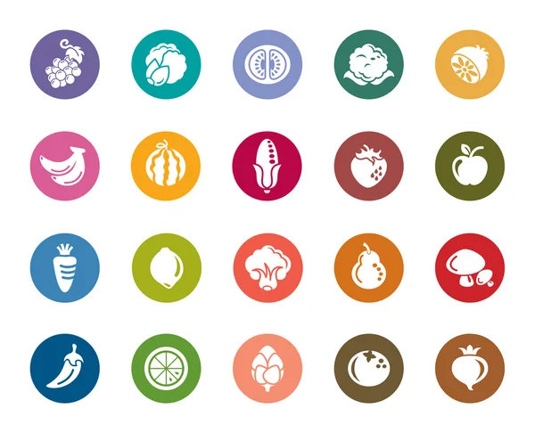 Icônes de couleur fruits et légumes — Image vectorielle