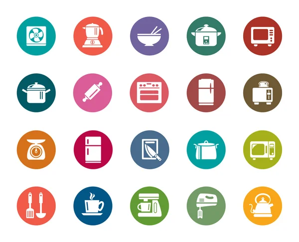 Keuken gebruiksvoorwerpen gekleurde pictogrammen — Stockvector