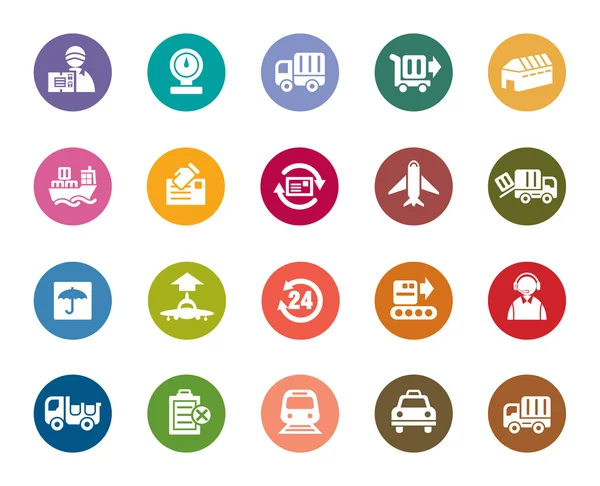 Logística y Transporte Iconos de Color — Vector de stock