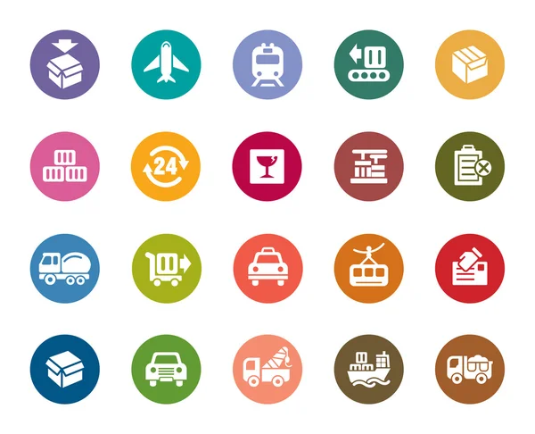 Logística y Transporte Iconos de Color — Vector de stock