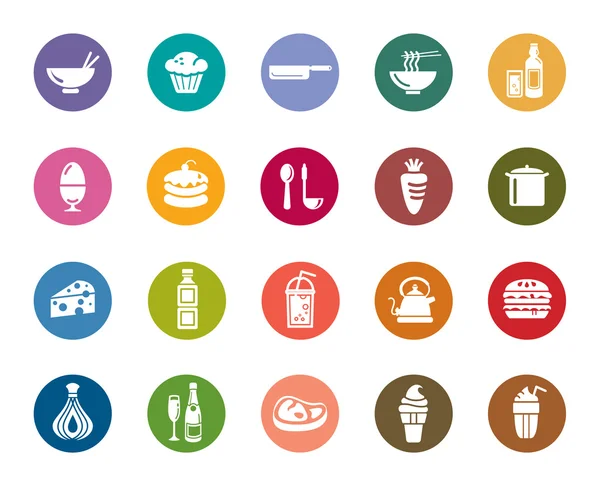 Alimentos y Bebidas Iconos de Color — Vector de stock