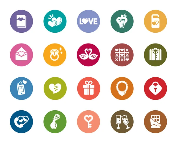 Valentines and Love Color Icons — Stock Vector