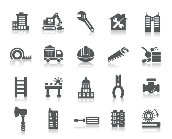 Edificios e iconos de la construcción — Vector de stock