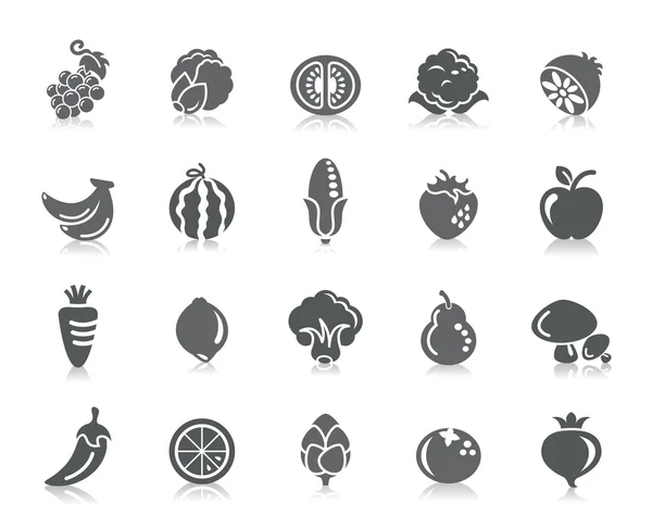 Iconos de frutas y verduras — Vector de stock