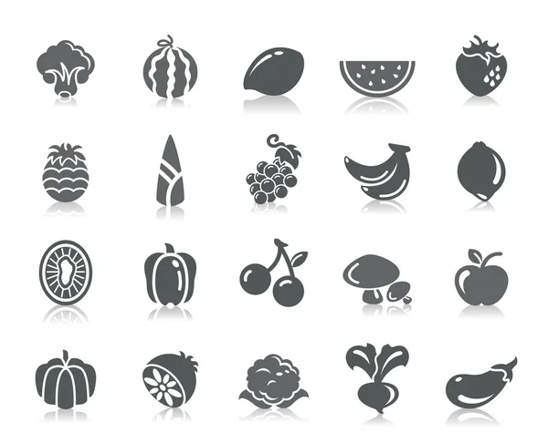 Iconos de frutas y verduras — Vector de stock