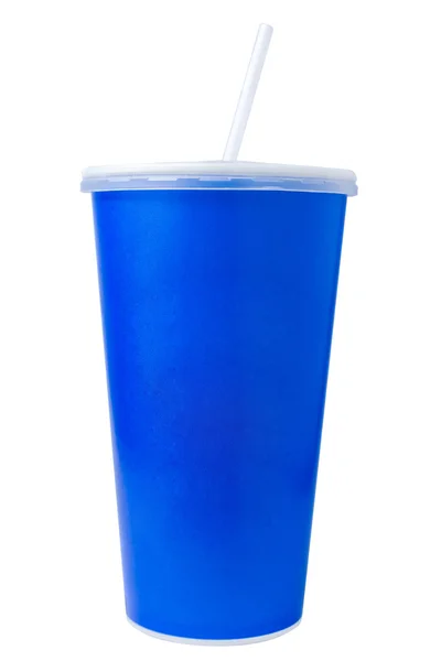 흰색 절연 블루 일회용 종이 컵 — 스톡 사진