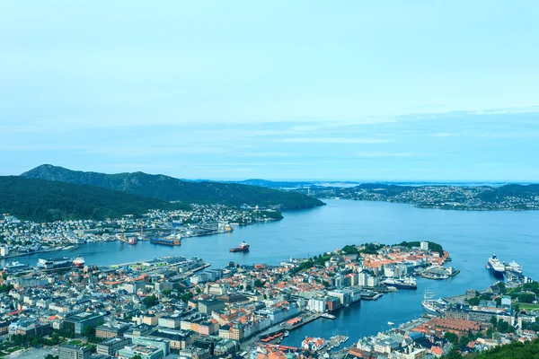 Stad Bergen uit Floyen, Noorwegen — Stockfoto