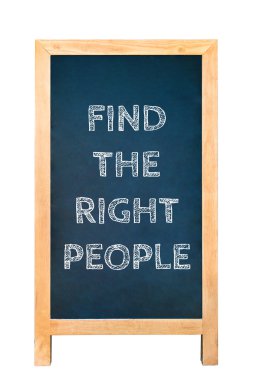 Find the right people text message on wood frame board clipart