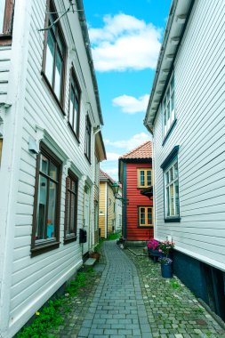 Şehrin tarihi bölümü. Bergen, Norveç