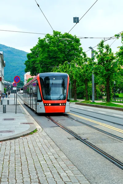 Modern tram in Bergen Norway — Stock Photo, Image