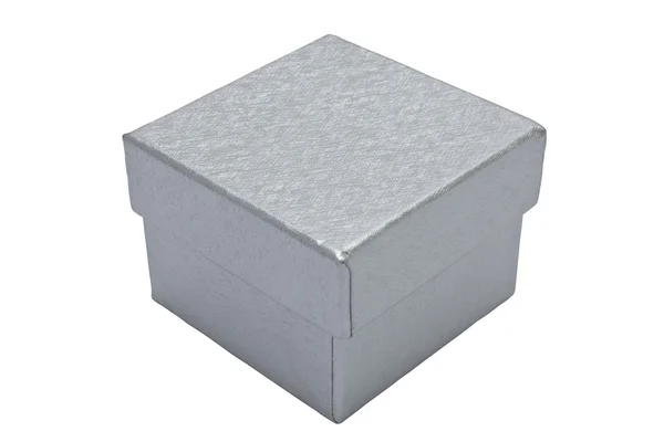 Silver box isolated — Stock Photo, Image