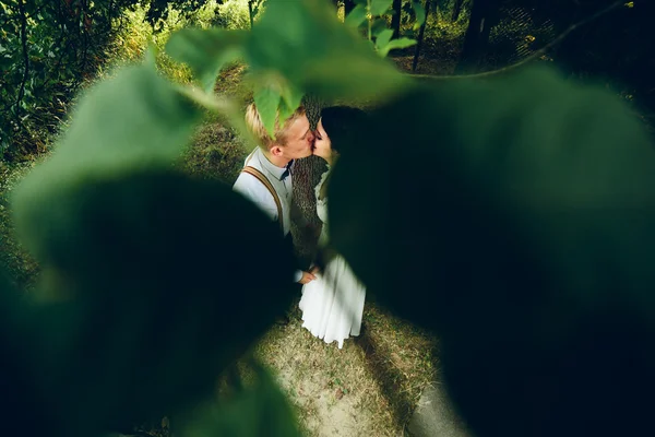 Mooie bruidspaar poseren — Stockfoto