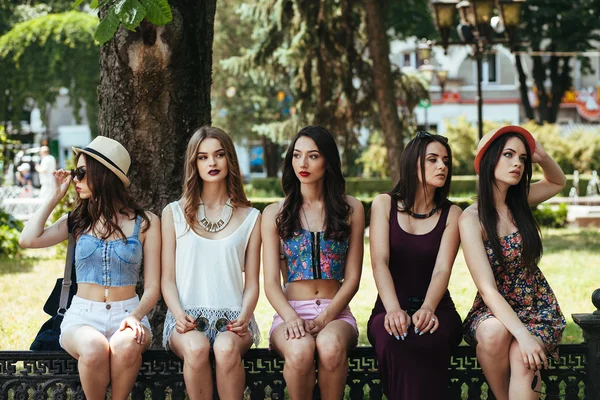 Five beautiful young girls — Stock Photo, Image