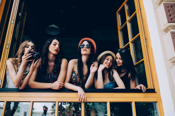 Five beautiful young girls — Stock Photo, Image