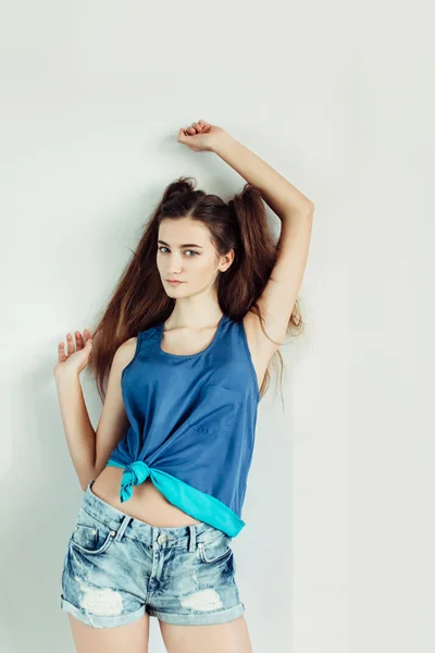 Young girl with pigtails — Stock Photo, Image