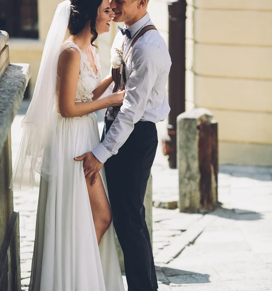 La novia y el novio posando —  Fotos de Stock