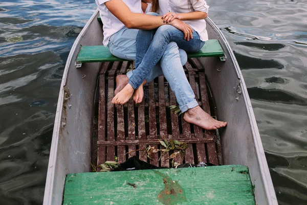 Par i båt — Stockfoto