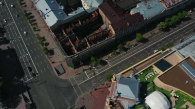 Kiev şehir merkezindeki Khreshchatyk 'in hava görüntüsü