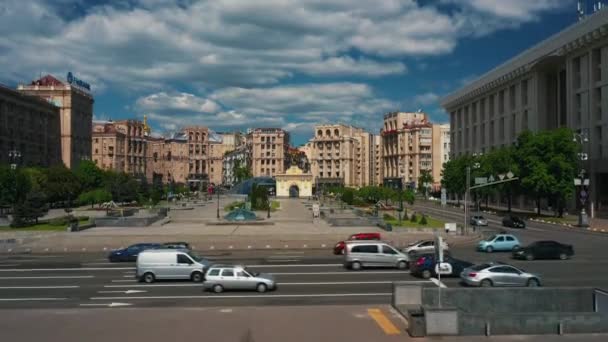 Kiev Ukraina. Flygfoto av Maidan Nezalezhnosti. — Stockvideo