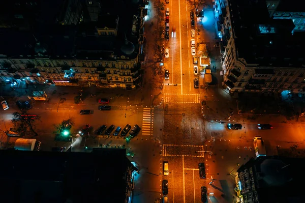 Vista aérea de alta altitude da cidade à noite — Fotografia de Stock