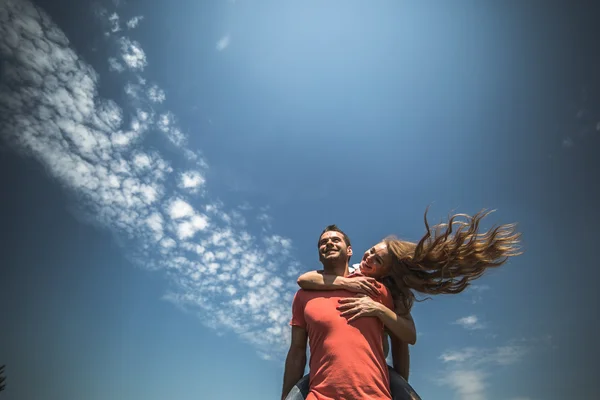 Girl hug her boyfriend — Stock Photo, Image