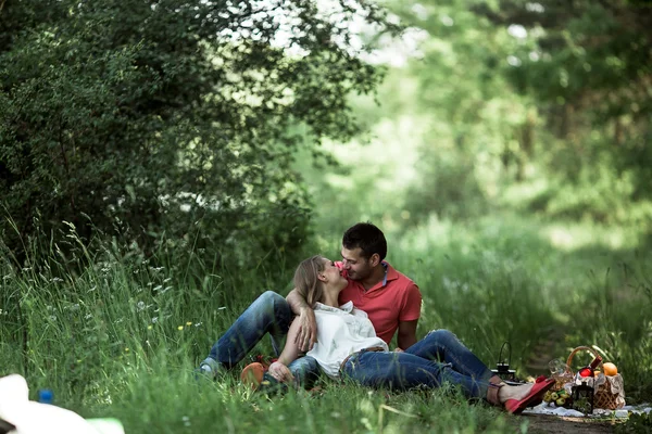 Paar auf einem Picknick — Stockfoto