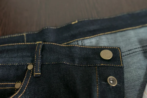 Selvedge denim jeans closeups — Stock Photo, Image