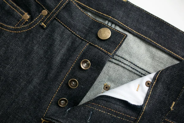 Selvedge denim jeans closeups — Stock Photo, Image