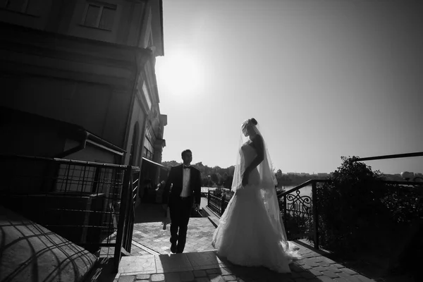 Güzel gelin damat için bekliyor — Stok fotoğraf