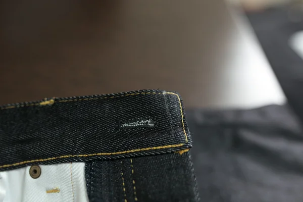 Selvedge denim jeans closeups — Stock Photo, Image