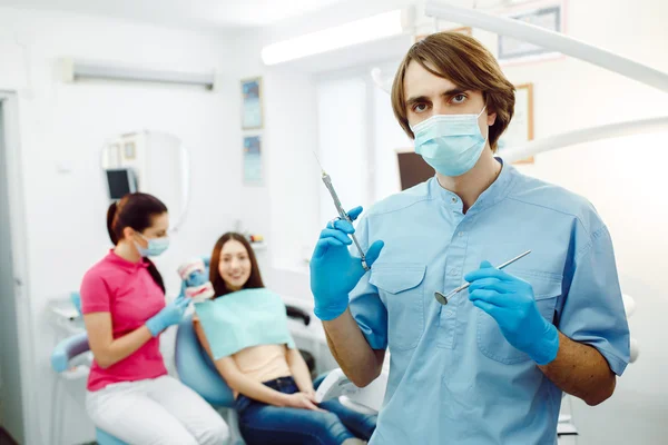 Dental anesthesia on a background of the patient — Stock Photo, Image