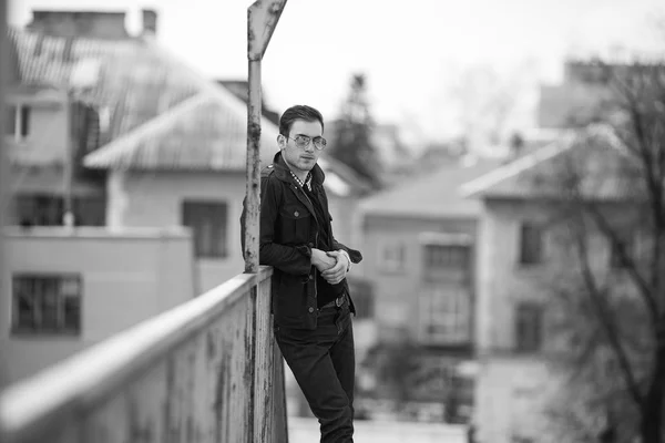 Confident man posing in selvedge  jeans — Stock Photo, Image