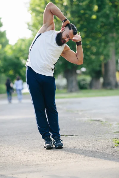 bearded man trains