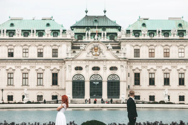 Wedding couple on a walk — Stock Photo, Image