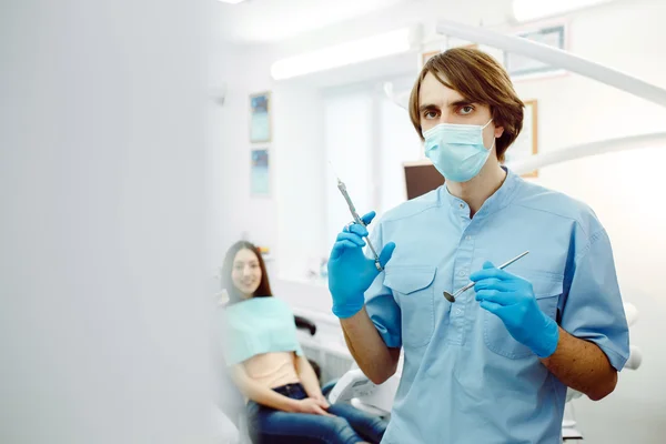 Dental anesthesia on a background of the patient — Stock Photo, Image