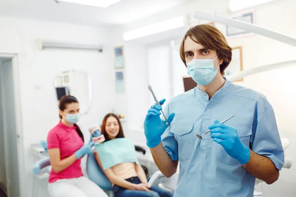 Dental anesthesia on a background of the patient — Stock Photo, Image