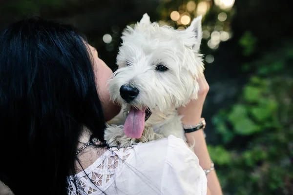 Chica con su perro — Foto de Stock