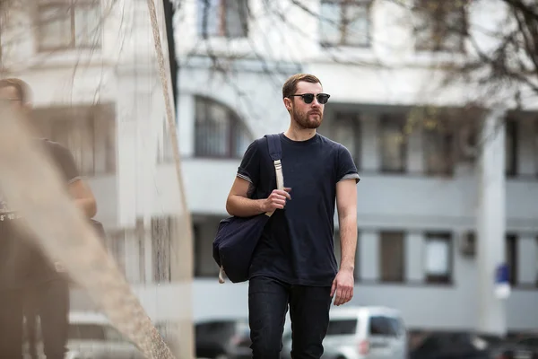 Confident man posing in selvedge  jeans — Stock Photo, Image