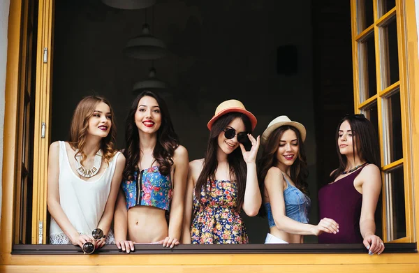 Five beautiful young girls — Stock Photo, Image