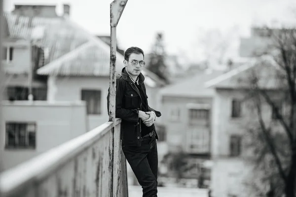 Confident man posing in selvedge  jeans — Stock Photo, Image