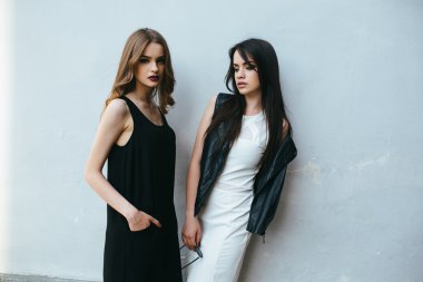 İki güzel arkadaş beyaz arka plan üzerinde poz