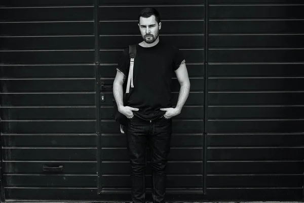 Confident man posing in selvedge  jeans — Stock Photo, Image