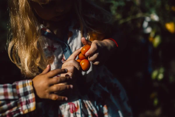 Chlapec a dívka v zahradě — Stock fotografie