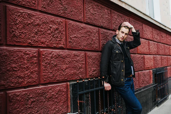 Confident man posing in selvedge  jeans — Stock Photo, Image