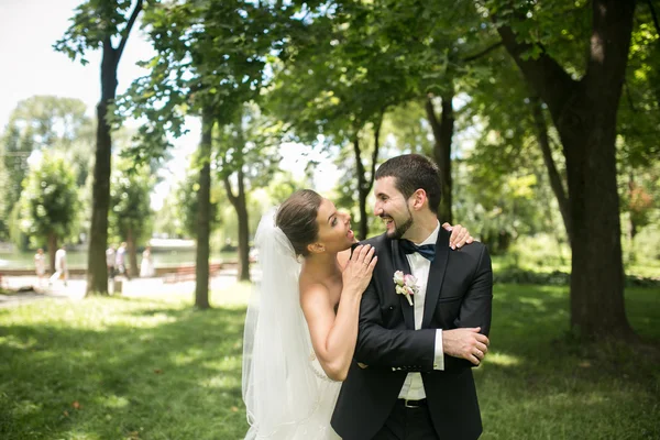 Hochzeitspaar im Park — Stockfoto