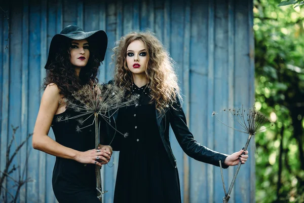 Twee vintage vrouwen als heksen — Stockfoto