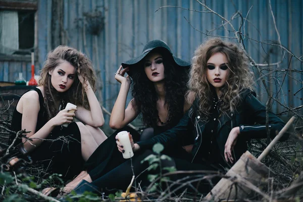 Tres brujas vintage reunidas para el Sabbat —  Fotos de Stock