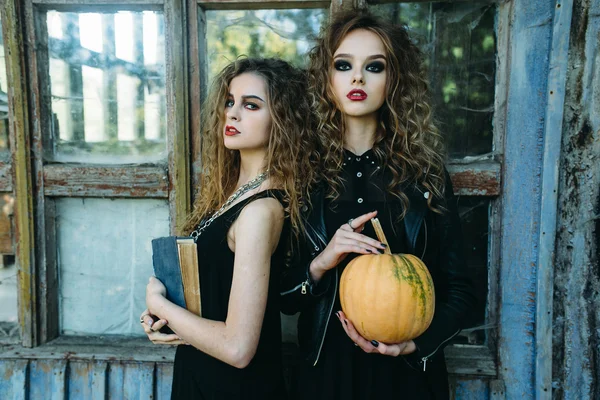 Dvě ženy ročník jako čarodějnice — Stock fotografie