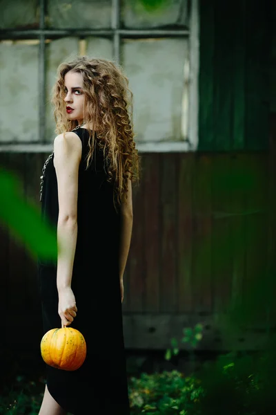 Vintage woman as witch — Stock Photo, Image