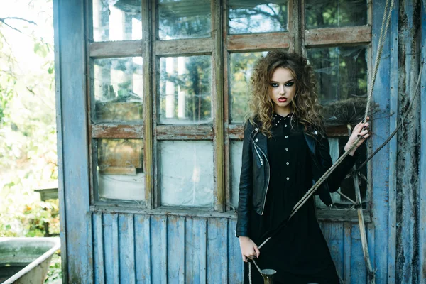 Vintage woman as witch Stock Photo